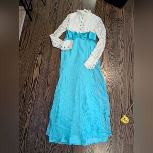 Vintage Elegant Lace and Blue Gown